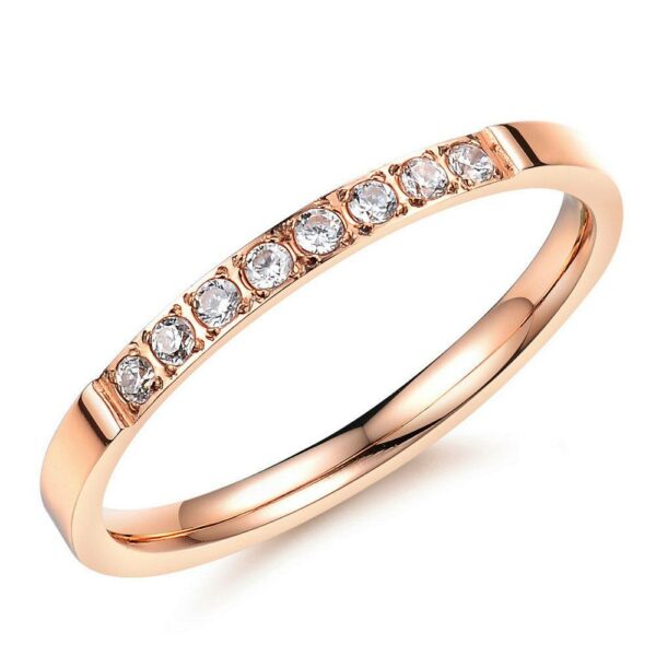 Ladies Rose Gold Iced Wedding Ring
