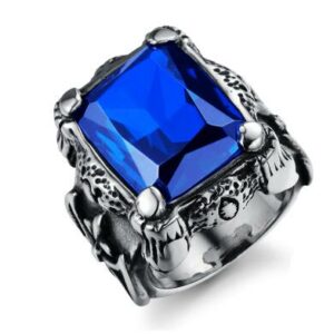 Men's Knuckle Ring with Blue Cubic Zirconium