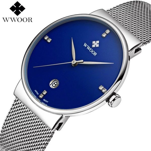 WWOOR-8018M Silver Blue Men Wrist Watch