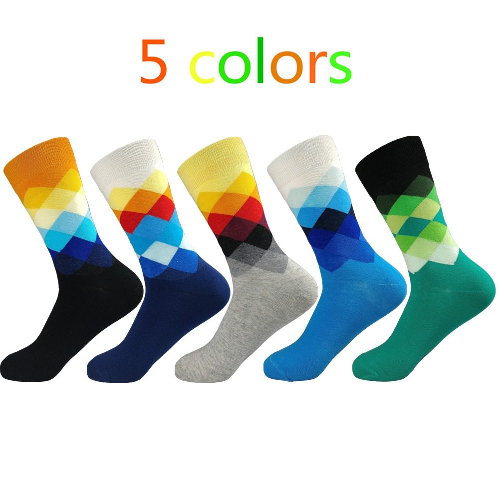 Colourful Happy Socks with Diamond Pattern