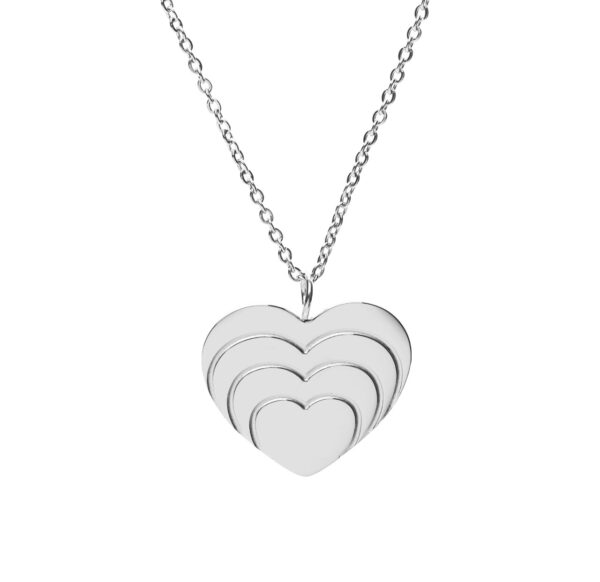 Customizable Silver Heart-shaped Love Pendant Necklace