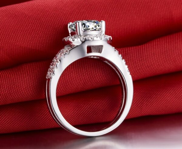 Double Silver Engagement Ring