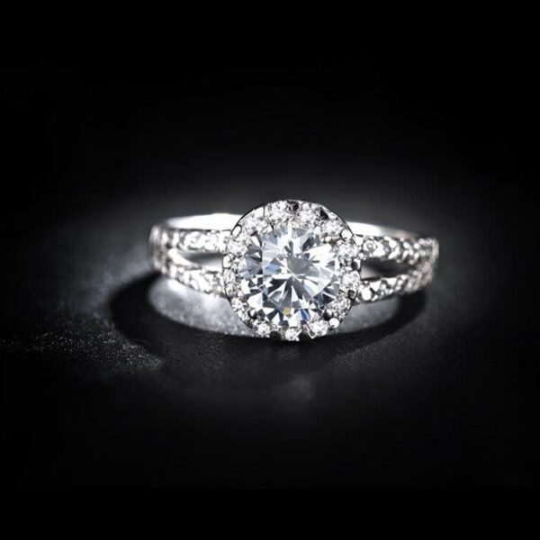 Double Silver Engagement Ring