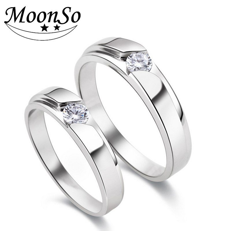 Silver Engagement Ring with Zirconia Stone