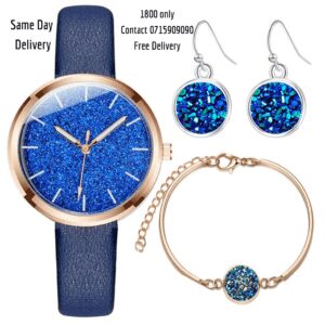 Watch + Bracelet + Earrings Women Gift Set