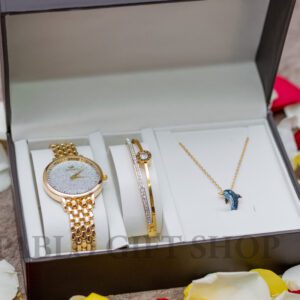 Women Quartz Watch + Necklace + Bracelet Gift Set