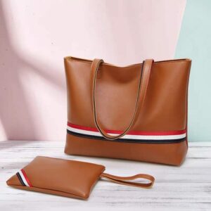 Set of 2 Handbag with pouch Brown