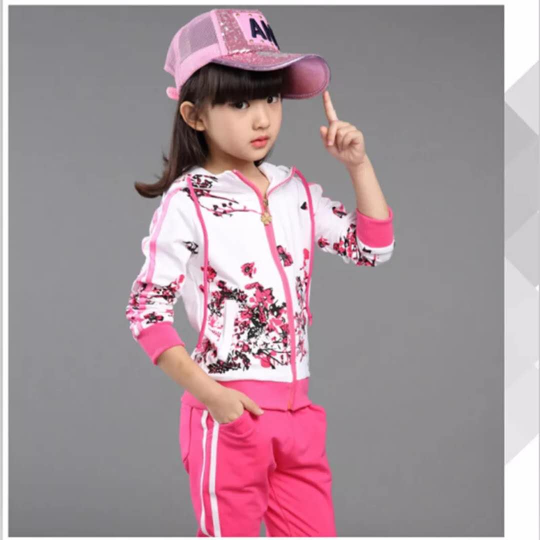 Floral-Print Kids Track Suit-Pink