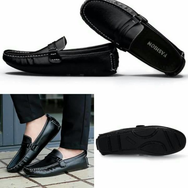 Genuine Leather Casual Black Men Loafer Shoes