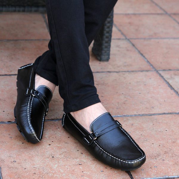 Genuine Leather Casual Black Men Loafer Shoes