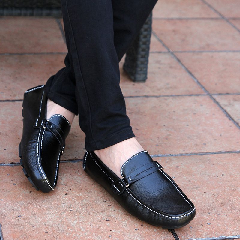 Genuine Leather Casual Black Men Loafer 