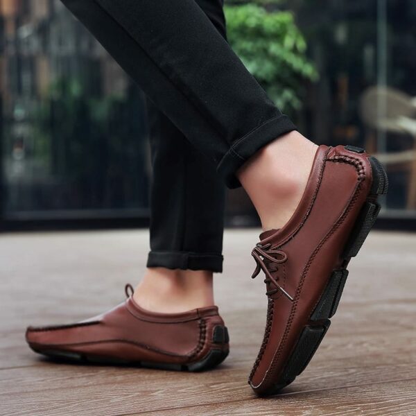 Rubber Sole Men Loafer Shoes- Brown 