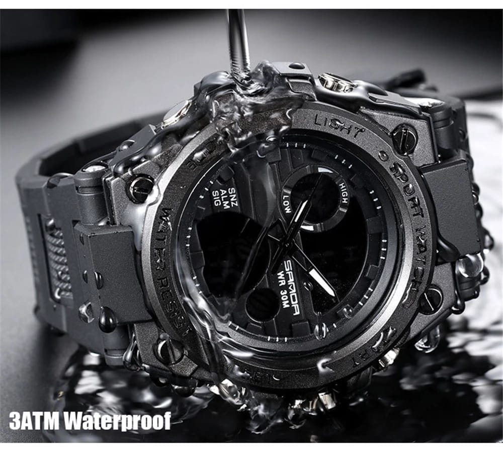 Sanda-739 Dual Time Display Men Water Resistant Sport Watch