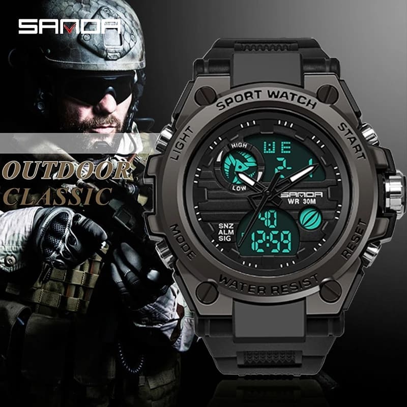 Sanda-739 Dual Time Display Men Water Resistant Sport Watch