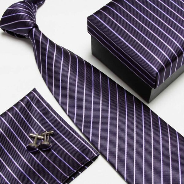 Silk Tie, Pocket Square, Cufflinks in a Tie Box