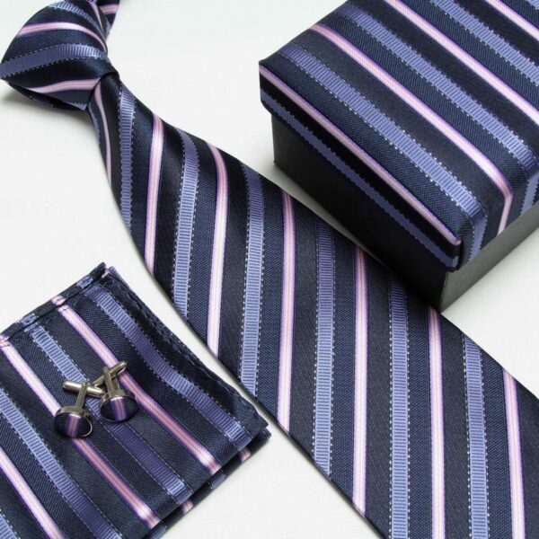 Silk Tie, Pocket Square, Cufflinks in a Tie Box