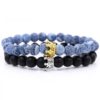 Black and Blue Royal Stone Beads Elastic Wrist Bracelets