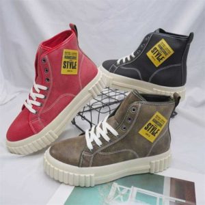 High Top Ankle Men Boots Sneakers-Brown