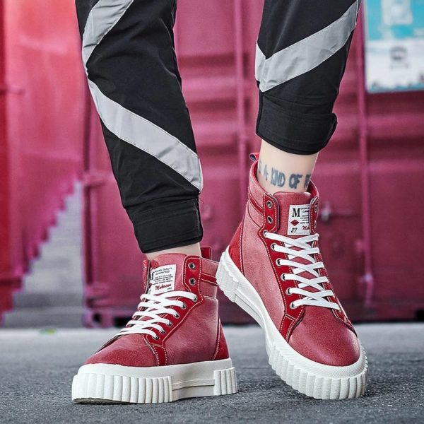 Red Men Ankle Lace up Men Boots
