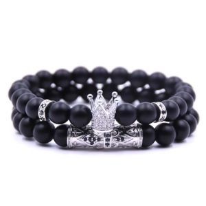 Trendy 2 piece set Royal Charm Stone Beads Bracelets