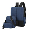 Set of 3 Bags - Backpack Laptop Bag With Pouch Brand-Blue Black