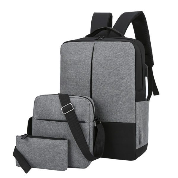 Set of 3 Bags - Backpack With Pouch Brand-Grey