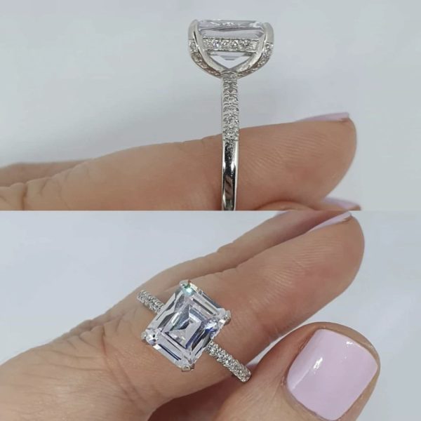 925 Silver with Cubic Zirconia Crystal  Engagement Ring