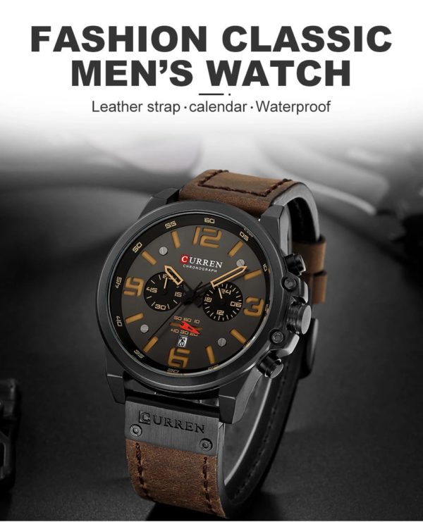 Curren M-8239 Brown Genuine Leather Watch