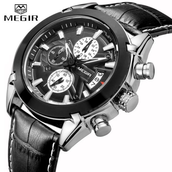 MEGIR M2020 Watch Genuine Leather Auto Date