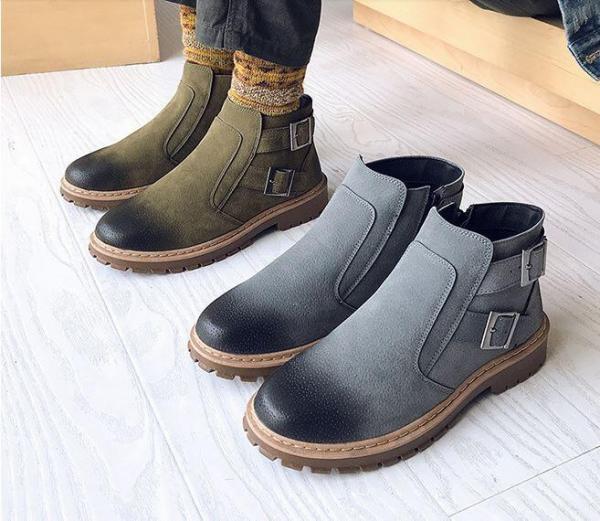 Men's Suede Rubber Sole Ankle Boots Green