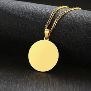 Round Pendant Stainless Steel Necklace