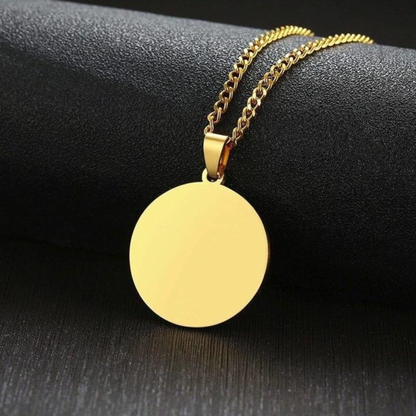 Round Pendant Stainless Steel Necklace