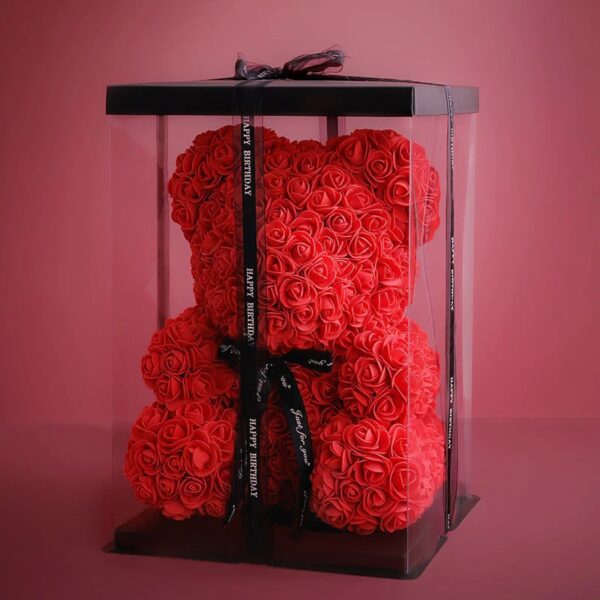 Artificial Roses Flowers Teddy Bear Gift Box- 25 cm Height