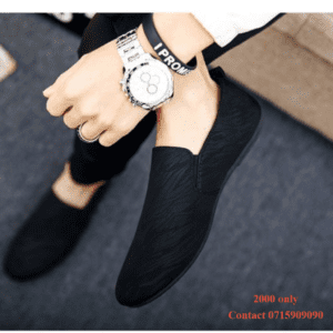 Low Cut Trendy Slip-On Ankara Loafers- Black
