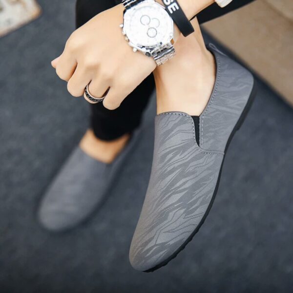 Low Cut Trendy Slip-On Ankara Loafers- Grey