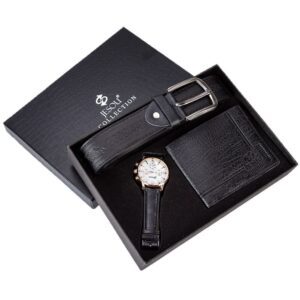 Men Wristwatch, Wallet & Belt Gift set