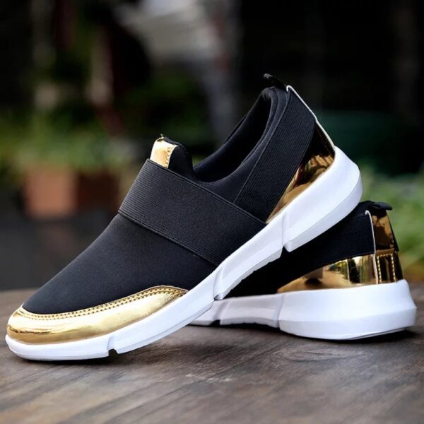 Split On Women Sneakers Black And Gold.