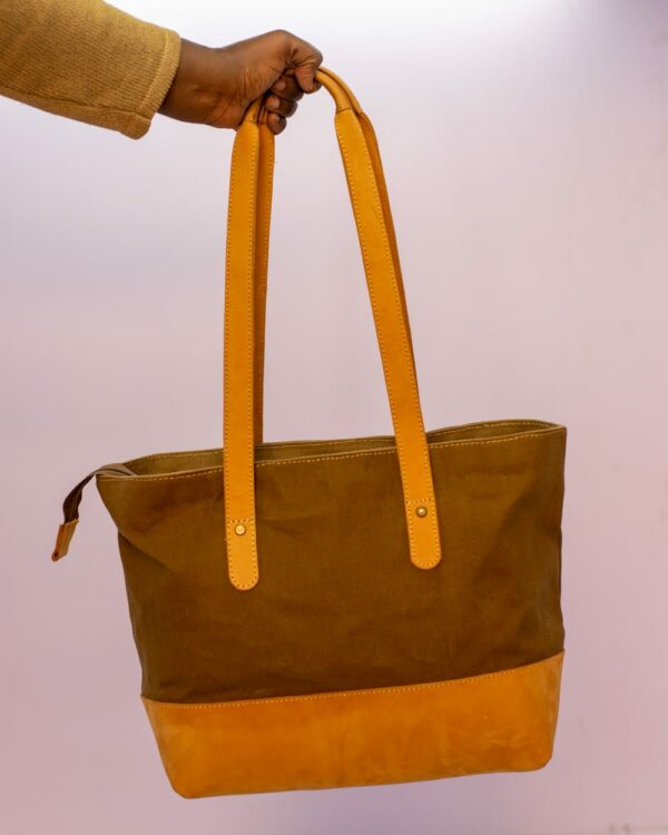 Waxed Canvas and Leather handmade handbag