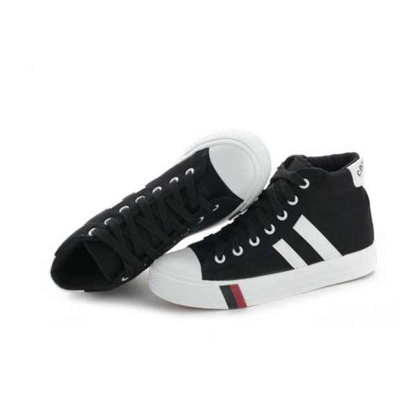 Black Fashion Rubber Shoes With White Stripes
