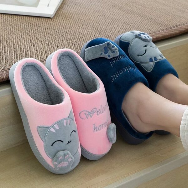 Blue Indoor Warm Cotton Comfortable Non Slip House Slip-On Shoes