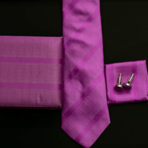 Purple Tie Set Cufflinks+Pocket Square