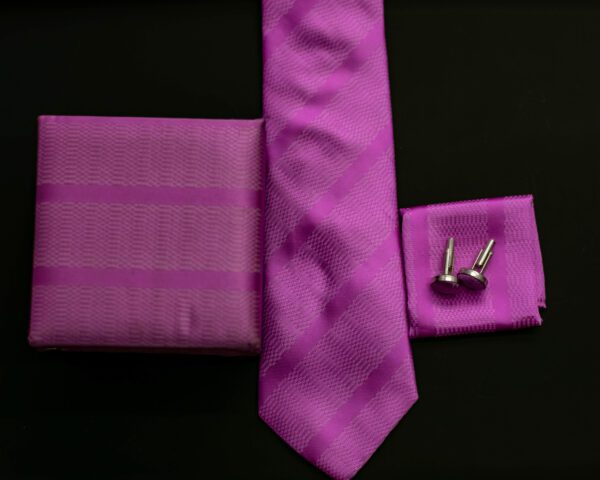 Purple Tie Set Cufflinks+Pocket Square