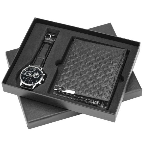 Quartz Watch + Pu leather Wallet Gift Set