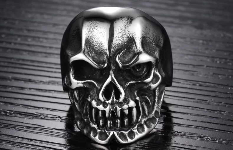 Skeleton Head Men Stainless Steel Knuckle Ring