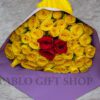 Sunny Yellow Roses With Red Rose Flower Bouquet