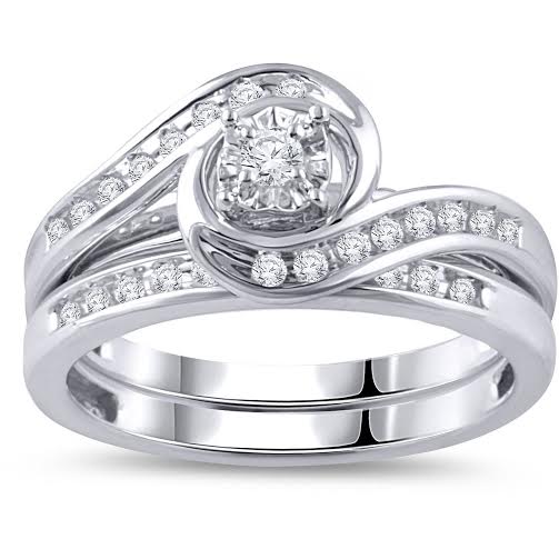 925 Sterling Silver Double Engagement Ring