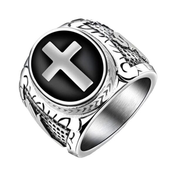 Cross Design Stainless Steel Men's Knuckle Ring