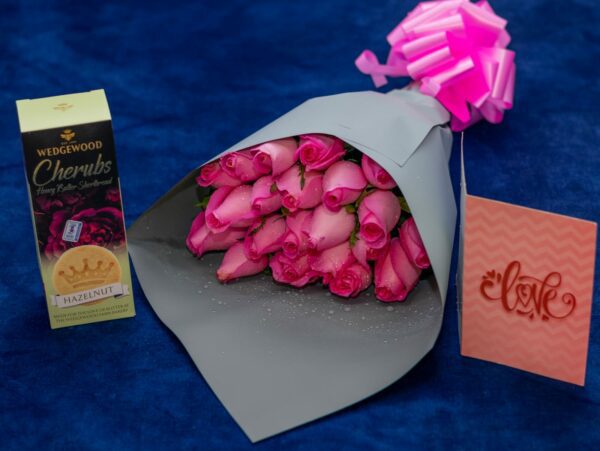 Exotic Pink Roses with Wedgewood Biscuits