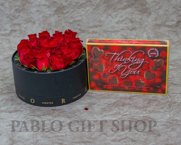 Heaps of Love Red Rose Flowers Box & Chocolate Package