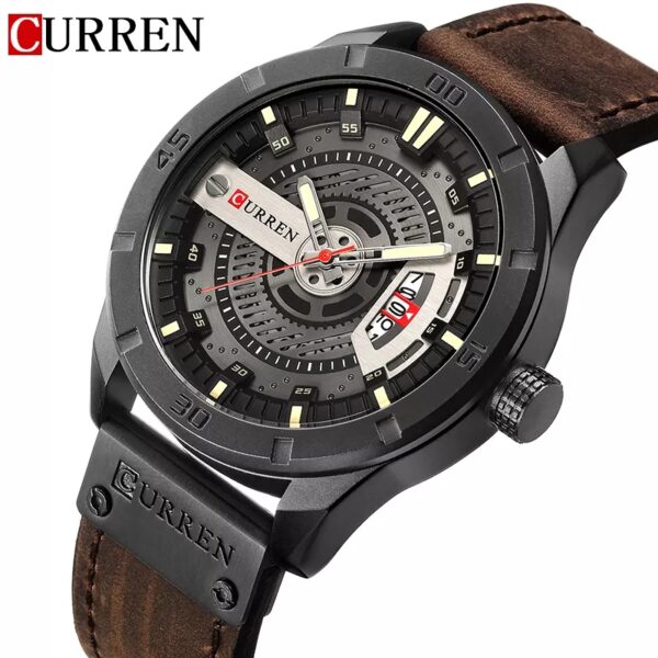 M:8301 Curren Brown Leather Straps Men's Watch
